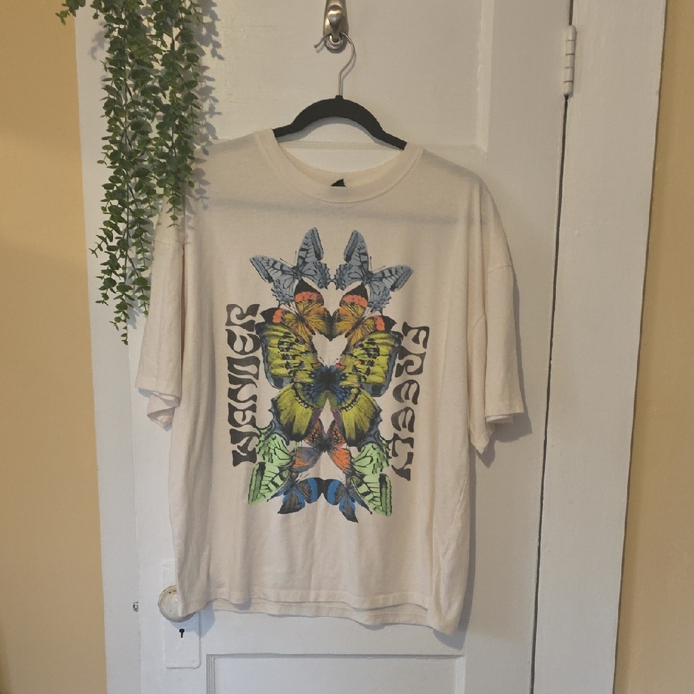 Wild Fable Cream Tee with Butterfly Design